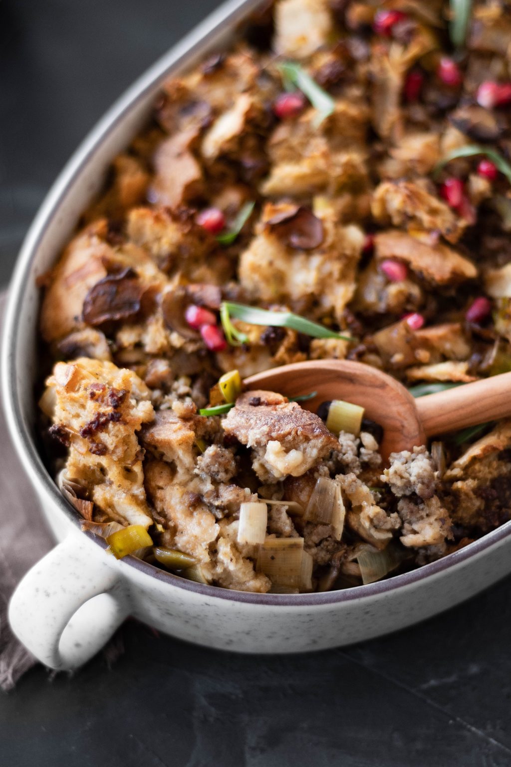 Sausage, Leek and Mushroom Stuffing with Gruyère Cheese Mogwai Soup Blog